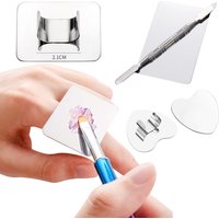 Nail Art Palette Ring Small Stainless Steel Heart Shape Mixing Palettes + Spatula Foundation Makeup Tools Manicure Ring Pale