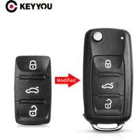 KEYYOU 3 Buttons Sillicon Rubber Remote Car Key Case Buttons Pad For VW VOLKSWAGEN Tiguan Golf Sagitar Polo MK6