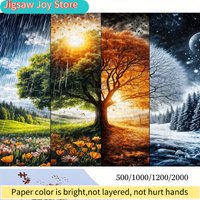 500/1000/1200/2000pcs Puzzle - Four Seasons Tree Landscape, High Quality, Easy and Fun Family Game, Very Suitable for Large Si