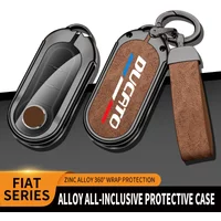 Car Zinc Alloy Key Case Bag For Fait Abarth Bravo ARGO 500 Ducato Punto Panda Car KeyChain Metal Key Shell Decoration Accessorie