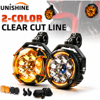 UNISHINE 6 Zoll 2-Farben Motorrad LED-Scheinwerfer Hi/Lo Kombinationsstrahl Amber DRL Zusatzlicht Dimmer-Schalter für Offroad-Nutzung für Harley ATV