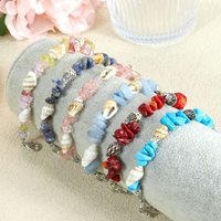 Colorful Shell Stone Bracelet Natural Chip Bead Bangle Boho Summer Beach Jewelry Healing Crystal Chain Women Gift