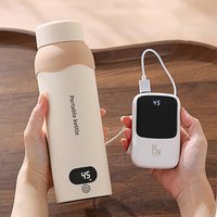 500ml LCD Electric Kettle WIth 304 Stainless Steel Hotel Camping 6 Temperature Control USB Portable Travel Heating Water Cup