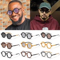 Vintage Retro Round Frame Sunglasses Trendy Versatile Street Wear Shades Literary Women's Punk Sunglasses