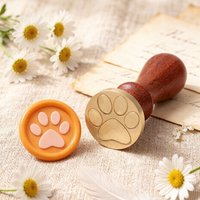 1Set Wax Seal Stamp Dog Paw Print Sealing Wax Stamps 25mm Retro Vintage Removable Brass Stamp Head with Wood Handle