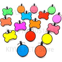 20Pcs Pet ID Tag Silicone Dog Bone Tags Round Personalized Name Collar Engraved Tags Accessories Name Telephone Number Pet Tags