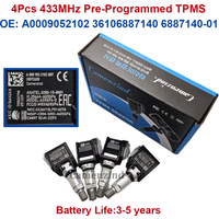 4 Stück Reifendrucksensor 433MHz TPMS-Sensor 0009052102 A0009052102 36106887140 6887140-01 36106887147 6887147-01 Für BMW 5er G30 7er G11 BMW X3 X4 X6 X7 Mercedes-Benz A E GLE-Klasse W213 E200 E250
