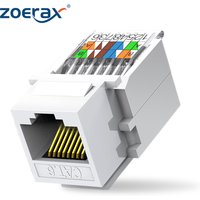 ZOERAX 10Pcs Cat6 Cat5e Tool-Less RJ45 Keystone Jack, No Punch-Down Tool Required Module Coupler, White
