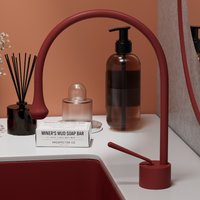 Copper Red Water Droplet Shaped Basin Faucet Countertop and Sink Washbasin Hot and Cold kitchen Faucet With 360° Rotating Height