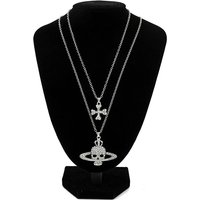Rhinestone Skull Pendant Long Cross Chain Necklace Vintage Punk Goth Style for Women Men Unique Wholesale Jewelry Accessory