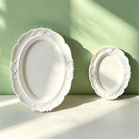 Oval Mirror Frame Aroma Plaster Home Decoration Silicone Mold DIY Gypsum Storage Tray Epoxy Resin Mould