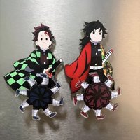 Demon Slayer Merchandise Tanjiro & Giyuu Acrylic Rotating Fridge Magnets High-Appearance Decorative Stickers Anime Gifts for F
