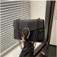 Retro Snake Pattern Chain Small Square Bag Women's fashion Crossbody Shoulder Bag Trendy Retro Accessories