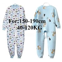 Pure Cotton Sleeping Pants Adult Baby Jumpsuit Cute Print Plus Size Bodysuit Unisex Open Crotch Warm Pajama Autumn Winter Onesie