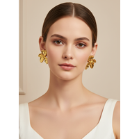 Exaggeration Flower Stud Earrings For Women 18K Gold Plated Stainless Steel Earrings Fashion Chic Charming Jewelry set