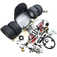 4-Wheel Go Kart Rolling Chassis Kit, Tube Frame Front/Rear Suspension Steering Rack Axle 6 Inch Tires Disc Brake