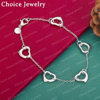 925 Sterling Silver Five Hearts Bracelets For Women Wedding Party Charms Jewelry Fashion Accessories Engagement Gift