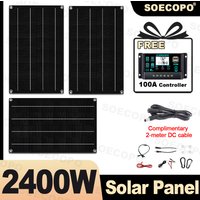 SOECOPO 2400W Portable Solar Panel Set 3*800W Solar Panels with Free 100A Controller USB 5V Perfect for Home & Camping Equipment