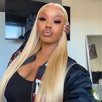 613 Colored Human Hair Bone Straight 13x6 HD lace Front Wig 40 42 Inches Brazilian Hair Glueless Wig 13x4 Lace Blonde Colored Human Hair Pre Plucked Wig