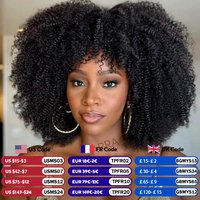 180 250 Density Afro Kinky Curly Human Hair Wigs With Bang For Black Women Brazilian 100% Human Hair Remy Full Machine Made Hair