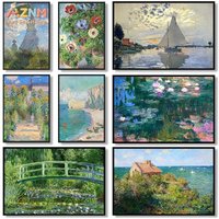 Claude Monet Water Lilies Classical Garden Landscape Posters and Prints Canvas Printing Wall Art Picture for Living Room Decor