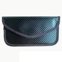 Handmade PU Faraday phone bag, car key carbon fiber shielding bag, money carrying phone privacy protection keychain