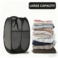 1pc Pop-Up Mesh Laundry Basket, Foldable Fabric Hamper with Ergonomic Handles, High-Capacity Unlined Storage, laundry organizer