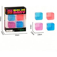 NeeDoh Nice Ice 4PCS Cube Bundle, Super Solid Gel Squish Fidget Toy, Anxiety Calming Sensory Toy for ADHD Autism Gift