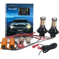 2PCS Dual Color 1156 BA15S BAU15S P21W PY21W T20 7440 LED Bulbs Canbus DRL Turn Signal Lights 4014 66 SMD White Amber Error Free