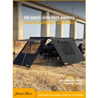 JasonBox Outdoor Car Side Tent Black Glue Side Sunshade Cloth with Window Mesh TPU Extension House Vehicle Rainproof Camping