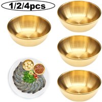 1/2/4pcs Stainless Steel Golden Sauce Dishes Appetizer Seasoning Serving Dishes Mini Individual Saucers Bowl Sushi Dipping Bowls