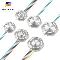 Ultra Short Push Button Switch Waterproof 16/19/22mm 12V 24V led light Momentary Self-reset Wiring Buttons without fixation