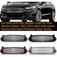 Car Mesh Grill Front Bumper Grille for Ford Mondeo Fusion 2013 2014 2015 2016 Center Racing Grills Guard Protector Cover Tuning