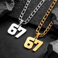 Hip Hop Spherical Clothes Digital 67 Pendant Stainless Steel Necklace for Men Women Athlete Neck Chain Jewelry Accessories