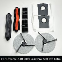 New for Dreame X40 Ultra X40 Pro S30 Pro Ultra Robot Vacuum Spare Main Side Brushes Mop Cloths HEPA Filters Dust Bags Parts