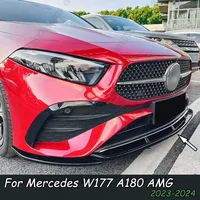 Car Front Bumper Lip For Mercedes Benz W177 A180 A200 A35 AMG 2023-2024 Splitter Diffuser Body Kit Spoiler Guard Cover