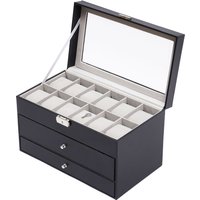 12-Fächer-Uhrenaufbewahrungsbox, Brillenetui, Schmuckschatulle, Organizer, Uhrenvitrine, weiches PU