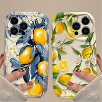Summer Fruit Lemon Flower Phone Case For Samsung Galaxy S26 S25 S24 S22 S23 Plus Ultra 5G S21 S20 S24 FE 3D Wavy Silicone Cover