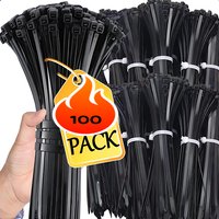 100 PCS Self-locking Plastic Nylon Tie Black Fastening Strap Cable-Tie-Set Cable Zip Tie Fastening Ring Zip Wraps Strap Tie