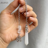 Natural Stone Pendant Pendulum for Divination Crystal Pendulums Black Obsidian Amethysts Clear Quartz Reiki Spiritual Pendulo