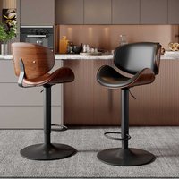 2026 New Rustic Factory Direct Custom Home Furniture Leatherette Bar Chair Steel Base Counter Stool Swivel Adjustable Height Sto