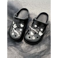 12pcs Fashion Versatile ABS Bowknot Pearl Heart DIY Detachable Shoe Accessories. Perfect Garden Clog & Sandal Charms for Outdoor