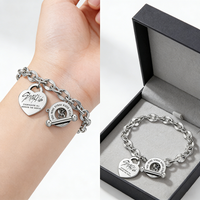 SKZOO Fashion Versatile Stainless Steel Peach Heart Hang Tag STRAY KIDS Bracelet Titanium Steel 'Day' Buckle Bracelet Fan Gift