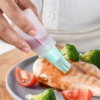 2pcs Covered squeeze silicone oil brush - 2.034 liters. Outdoor barbecue dipping sauce brush, baking-specific oil brush
