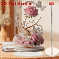 1pcs 8in 2DFlat Acrylic Rose Decorate MOM Mom Birthday Gift Mother's Day Anniversary Decoration Table Filial Child To Mother Mom