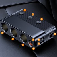 128W 7 in 1 Car Charger Multi-function Cigarette Lighter Splitter C28 Conversion Plug USB Charging Socket Car Accessaries