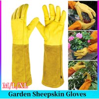 1Pair Garden Gloves Long Thorn Proof Rose Pruning Gauntlet Breathable Floral Labor Working Mitten Protection Elbow M/L/XL Size