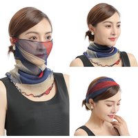 Floral Women Face Mask Chiffon Summer UV Protection Driving Face Scarf Outdoor Hiking Ear Loops Shopping Breathable Ladies Veil