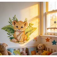 Cartoon Colored Little Tiger Wall Stickers for Children's Bedroom And Living Room Cute Pet Lion Decals Home Decor