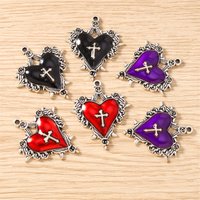 10pcs 30x34mm Cute Enamel Metal Love Heart Charms Pendants Fit Necklaces Earrings Bracelet DIY Crafts Jewelry Making Accessories